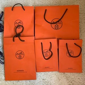 Set of 5 Hermes Shopping Bags with Ribbon